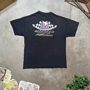 Vintage Y2K Stained Distressed Racing Tee Mens Large Faded Black Motor Shirt